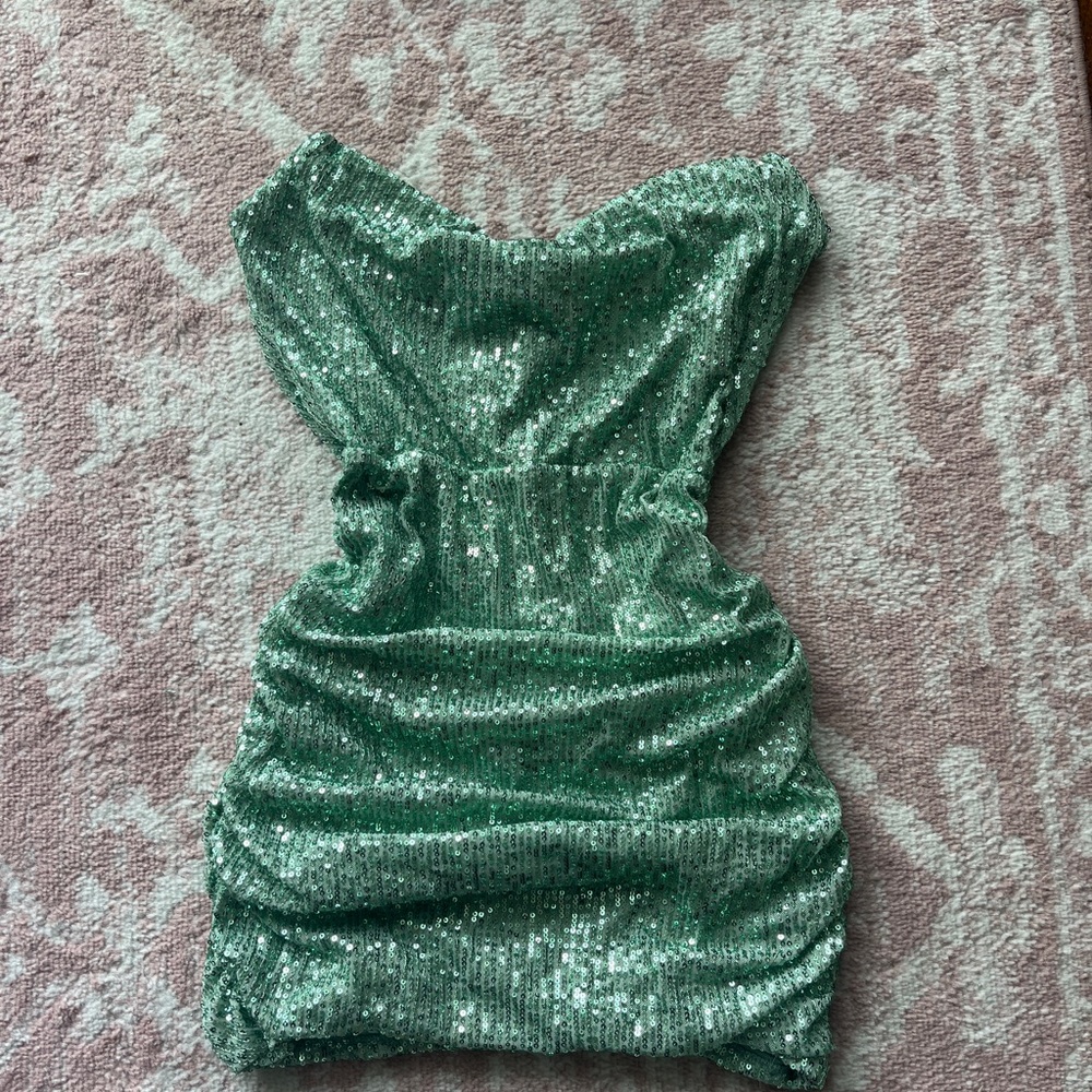 Lucy in the Sky Mint Green Sequin Strapless Dress